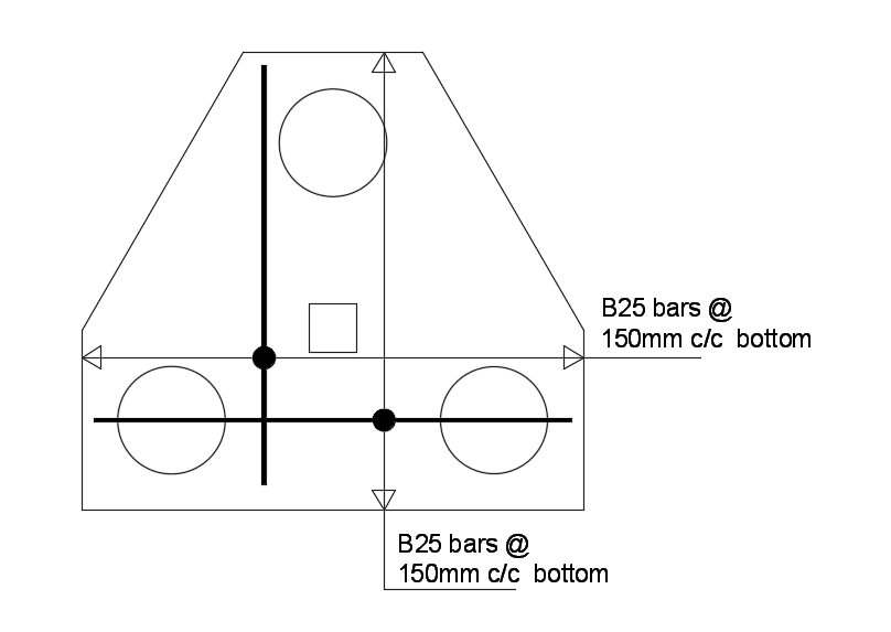 3 pile cap design example - reinforcement sketch